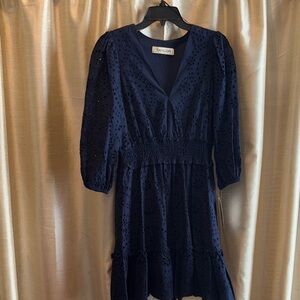 Taylor Midnight Blue Long Sleeve Dress